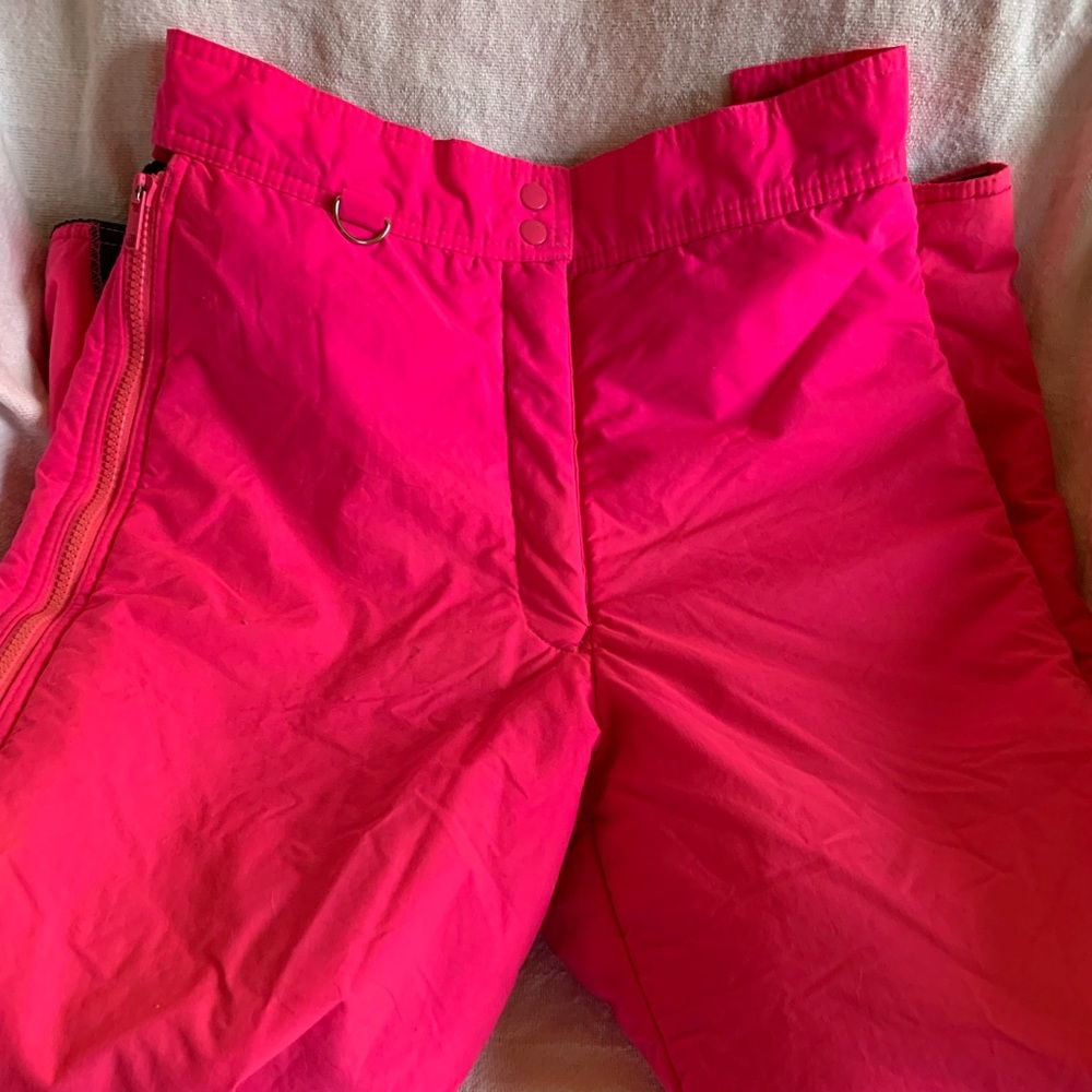 SOLD - Neon Pink Full -Side Zip Ski Pants Vintage